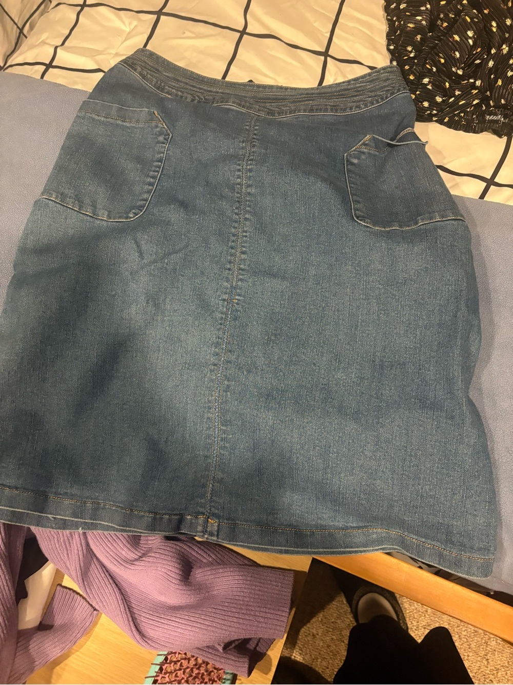 Denim A-Line Pocket Skirt - Blue